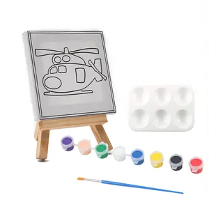 Wholesale pre drawn canvas to paint mini canvas panel art set for kids drawing gift