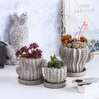 Moule en silicone CEMSINK pour pot en ciment série Cactus, plantes vertes, succulentes, fleurs en béton