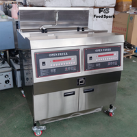 Friteuse à gaz grande capacité avec filtre à huile, équipement de cuisine professionnel à double cuve