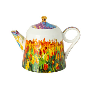 Ceramic Tea Set - <b>Oil</b> <b>Painting</b> Tulip Teapot with 4 Cups and Saucers - Product Image 5