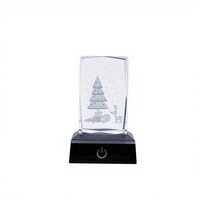 Regalo di Natale Personalizzato Cubo di Cristallo con Incisione Laser 3D e Base LED