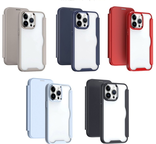 High Quality RFID Blocking Flip PU Leather Wallet Pouch Case for 17 Pro Max with Shockproof Luxury Design