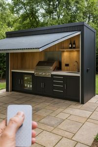 Cuisine de jardin modulaire en acier inoxydable, îlot barbecue intégré, grill à gaz, four à pizza et évier pour patio, cour arrière, glamping - Product Image 2