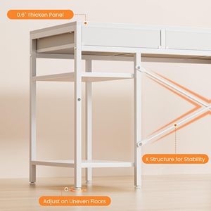 Scrivania per Computer con 6 Cassetti, Tavolo da Gaming per Ufficio Domestico con Ripiani Portaoggetti per Camera da Letto, <span class=keywords><strong>Angolo</strong></span> <span class=keywords><strong>Studio</strong></span> e <span class=keywords><strong>Soggiorno</strong></span> - Product Image 5