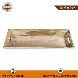 Bandeja de servicio larga rectangular de madera de fabricante indio con asas Bandeja de estilo antiguo de la mejor calidad para uso en comedor y servicio - Product Image 6