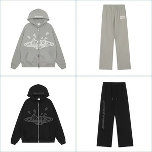 Ensemble de sweat-shirts à capuche <span class=keywords><strong>Corteiz</strong></span> Devil's Island imprimés, unisexes, polyvalents, tendance, style streetwear, pour couple - Product Image 1