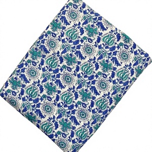 Floral hand block Printed <b>Fabric</b> 44 Inch <b>Medium</b> Weight Woven Cotton Home Textile Material for Dress Making - Product Image 1