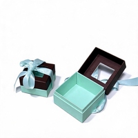 Boîte cadeau écologique biodégradable à couvercle transparent avec ruban pour emballage de bijoux, petits accessoires, boucles d'oreilles
