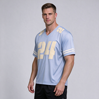 Maillot de football en mesh pour homme, col en V, manches courtes, t-shirt imprimé par transfert thermique, uniforme sportif, coupe ample, streetwear oversize