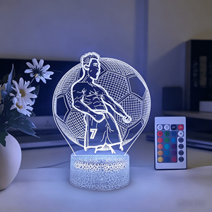 Acrylic Night Light Football Player Shaped Soccer Table Lamp LED for Bedroom Bedside Decoration Power Supply AAA Battery <b>Plug</b>-In - Product Image 4