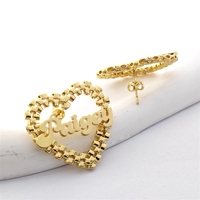 Dropshipping Aangepaste naam Rollie Band Luxe hoepeloorbellen Personaliseer hartvormige hoepel voor vrouwen CE-certificaat Valentijnsdagcadeau
