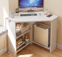 Bureau d'angle triangulaire moderne en chêne, petit et modulaire, pour bureau à domicile