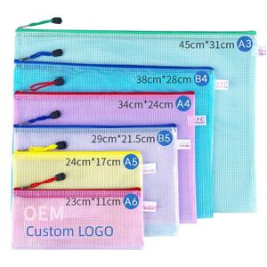 Paquet de 12 pochettes à fermeture éclair en maille, sacs à documents imperméables, dossiers à fermeture éclair pour l'école, fournitures de bureau, sacs de rangement de voyage - Product Image 3