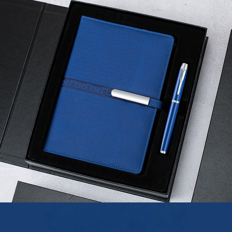 Two-piece set (long notebook + signature book) Blue