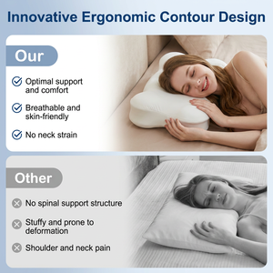 Almohada Cervical de Espuma Viscoelástica con Forma de Nube, Diseño Minimalista Blanco Sólido para Soporte del Cuello, Ayuda para Dormir, Almohadas Ergonómicas Especiales para Cama - Product Image 4