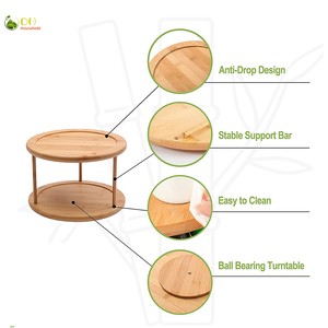 <span class=keywords><strong>Plateau</strong></span> <span class=keywords><strong>tournant</strong></span> en bambou <span class=keywords><strong>pour</strong></span> bocaux à <span class=keywords><strong>épices</strong></span>, support de rangement des <span class=keywords><strong>épices</strong></span>, accessoire de cuisine, étagère à 2 niveaux - Product Image 4