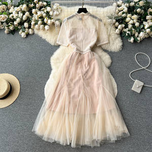 Verano exquisito encaje largo mujer <span class=keywords><strong>Dre</strong></span> Ce ahueca hacia fuera bordado <span class=keywords><strong>Dre</strong></span> empalme malla noche <span class=keywords><strong>Dre</strong></span> - Product Image 2