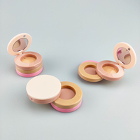 Coffret cosmétique, Palette d'ombres à paupières ronde vide, couleur unique, ovale, Transparent, paillettes bleues, fard à joues, étui en poudre ample