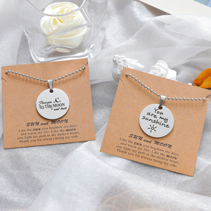 Mặt Dây Chuyền Đĩa Thép Không Gỉ Tôi Yêu Bạn Đến Mặt Trăng Và Trở Lại Bạn Là Dây Chuyền Đôi Tình Nhân Ánh Nắng Mặt Trời Của Tôi - Product Image 1