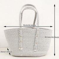 Sac fourre-tout rectangulaire moderne en corde de coton pour femme, tissé au crochet, écologique, multifonctionnel, pour la plage et le rangement