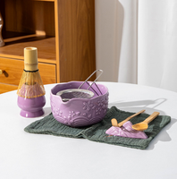 Coffret Cadeau de Voyage Matcha Fleur : Fouet et Bol à Matcha, Boîte Personnalisée avec Logo, Kit d'Accessoires Faits Main pour le Thé Matcha