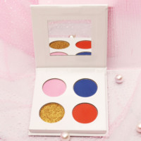 Mini 4 couleurs personnalisé bricolage Palette de fard à paupières caractéristiques minérales étiquette privée carton cadeau paillettes Mini Palette d'ombres à paupières