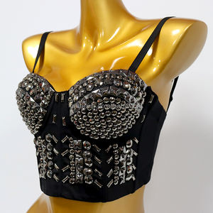 BL07 Classic Steampunk Rivet <span class=keywords><strong>Corset</strong></span> Push up Bra Bustiers Stage Performance Glitter Lencería - Product Image 5