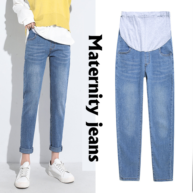 Maternity pants outside wear large size loose straight leg pants fashion casual jeans pregnant women