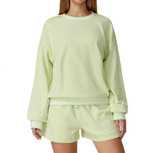 Conjunto Deportivo Informal de Algodón de Alta Calidad con Logotipo Personalizado, Sudadera Holgada y Pantalones Deportivos para Mujer, Cuello Redondo, Transpirable - Product Image 6