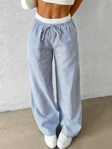 Nouveau style 2026 – <span class=keywords><strong>Pantalon</strong></span> large décontracté à rayures et carreaux pour femme, coupe ample, style européen, prix réduit - Product Image 5