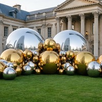 Sphère gonflable géante en chrome miroir avec LED, boule suspendue pour décoration de fête en plein air, mariage, scène
