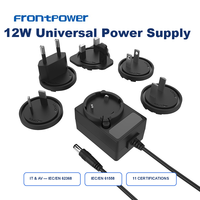 Adaptor Frontpower 12v 1amp 12v1a dengan Colokan yang Dapat Diganti, Adaptor AC/DC Bersertifikasi BIS UCKA UL CE GS SAA untuk TV Set-top Box