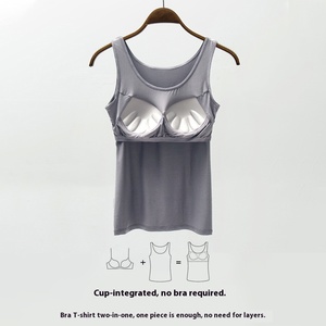 Của phụ nữ liền mạch tích hợp chống tiếp xúc camisoles cơ sở dài treo vest với miếng đệm ngực kéo áo ngực bọc vú Sling vest - Product Image 3