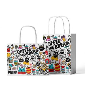 Bolsa de Regalo de Papel Kraft con Logotipo Personalizado ZJPACK, al por Mayor, con Asa de Cuerda Blanca Retorcida, para Leche, Sushi, Gelatina, Ensalada - Product Image 5