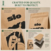 Sacs à café personnalisés en papier kraft biodégradable avec valve et fermeture éclair, fond plat, Bolsas Para Café 250g 500g 1kg, emballage pour café