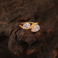 Bague de fiançailles Toi et Moi en argent sterling S925 avec deux pierres, moissanite taille poire et ovale, plaqué or 18 carats, bijoux pour femme