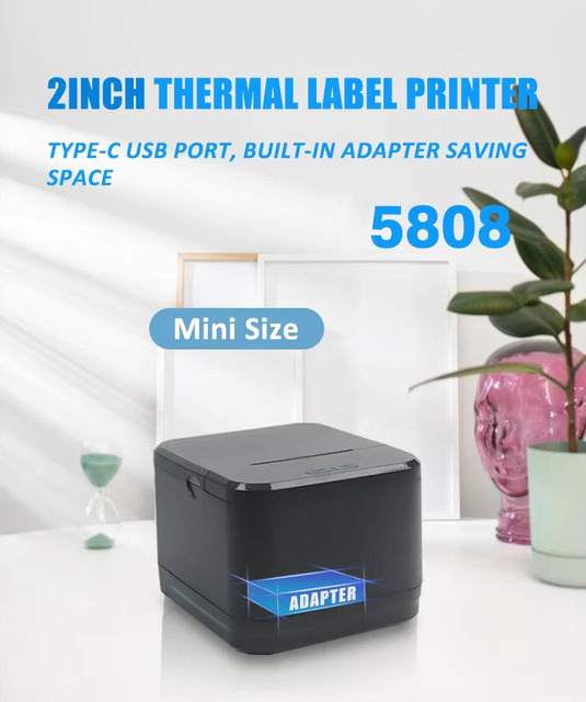 Compact Size Mini 2 Inch Thermal Label Sticker Printer Price Tag Printing Machine 58mm Ink Free Barcode Printer