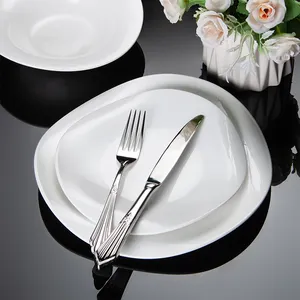 Jinqiangyi Horeca Dishes Plates Tableware Nordic White Ceramic Soup Plate Dishes Set Restaurant Porcelain Catering Plates