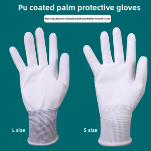 Gants texturés de salle blanche de travail industriel de polyester imprégné de protection de travail de plein doigt enduisant - Product Image 3