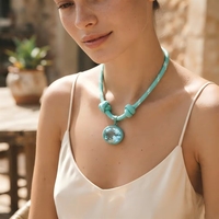 Collier en corde tressée colorée avec pendentif ovale en zircone cubique 5A, en acier inoxydable, résistant à l'eau et inaltérable, bijoux de mode