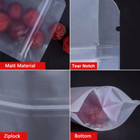 Sachet en gros à fermeture éclair, transparent mat, auto-scellant, en polyéthylène, pour emballage alimentaire, sac en plastique dépoli
