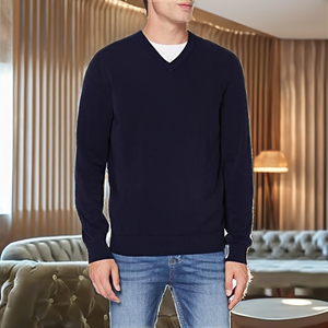 Pull en maille de luxe pour homme, coupe ajustée, anti-plis et anti-rétrécissement, respirant, tendance automne-hiver, OEM bienvenu - Product Image 2