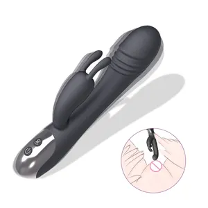 Mini anneau pénien Led multicolore imperméable à l'eau pour adulte, Triple tête, lapin, perles anales, vibrateur