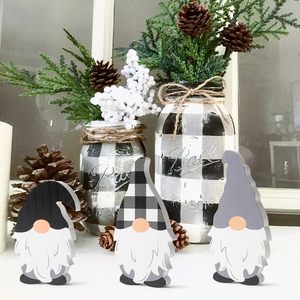 Gnomos de Madera para Decoración Navideña, 3 Estilos, Centro de Mesa de MDF, Decoración Festiva para el Hogar - Product Image 1