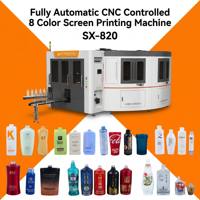 Máquina de Serigrafía Rotativa CNC para el Mercado Alemán, Totalmente Servoaccionada, Multicolor, para Botellas de Vidrio Cilíndricas, Envases Industriales, OEM