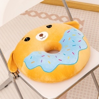 Coussin en peluche en forme de donut kawaii de 42 cm, adorable pingouin, chat, mouton, ours, pour chaise, canapé