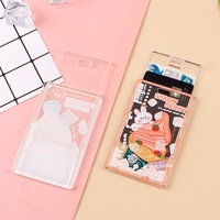 Porte-clés en acrylique transparent à motif animalier de dessin animé, en forme de cloche, avec étui de protection pour carte d'accès étudiant et carte de repas