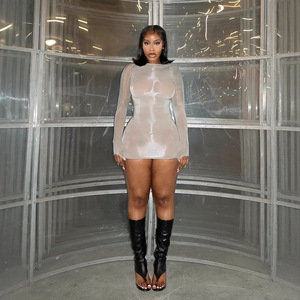 XH1150 - Body <span class=keywords><strong>Sexy</strong></span> Ultra-Elastico <span class=keywords><strong>Trasparente</strong></span> da Donna con Gonna, Abito <span class=keywords><strong>Trasparente</strong></span> <span class=keywords><strong>Sexy</strong></span> da Discoteca - Product Image 3