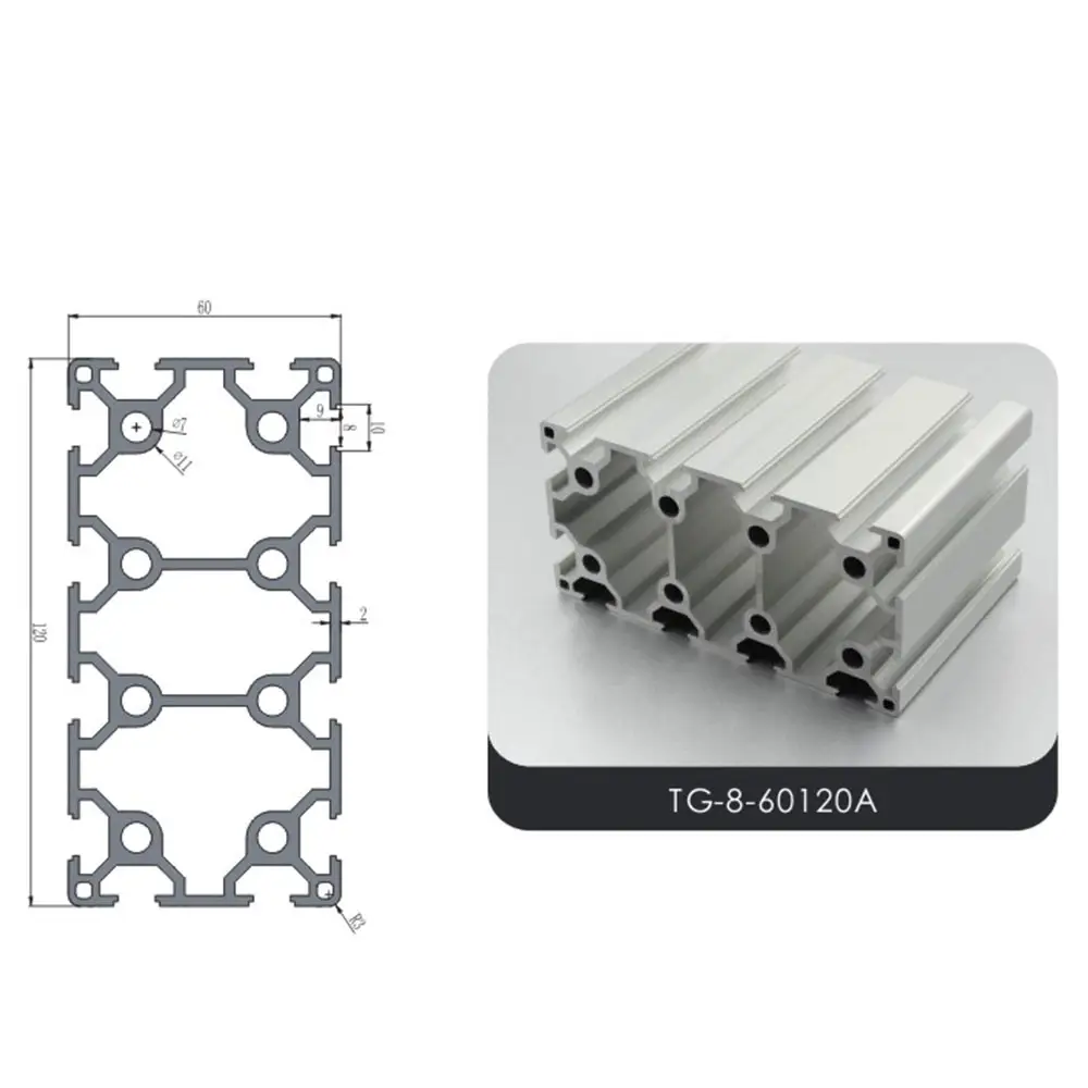 China Factory Manufacturer 60120 Industrial Aluminium Frame Material 60X120 V Slot T Track Extrusion Aluminium Profile