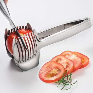 Affettatrice per pomodori taglierina per <span class=keywords><strong>limone</strong></span> pinze per frutta supporto per cipolla in acciaio inossidabile facile da affettare e utensili per verdure gadget per il taglio della cucina - Product Image 3